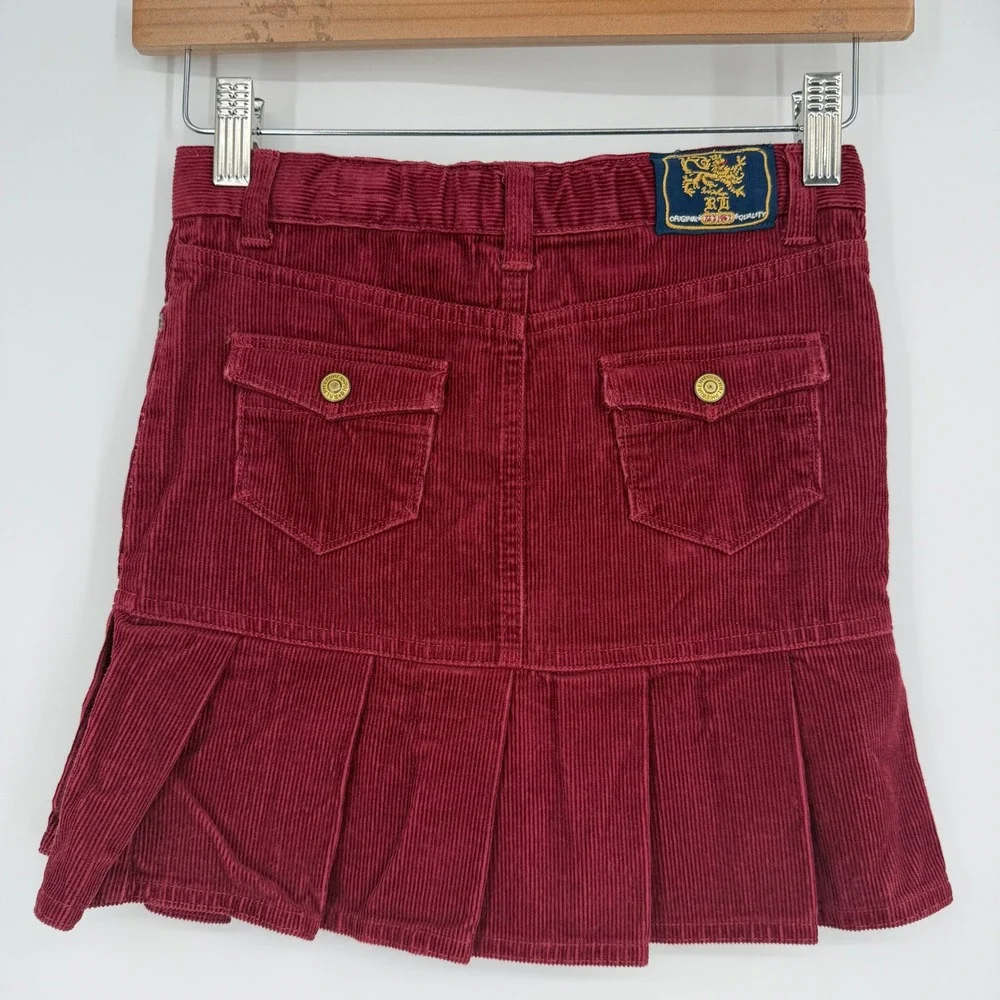 Ralph Lauren‎ Girl's Burgundy Corduroy Pleated Skirt Preppy Sz 6X